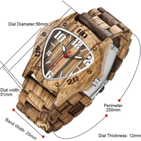 ✨Dentlity Analog Quartz Mens Brown Wooden Lightweight Wrist comfortable Watches